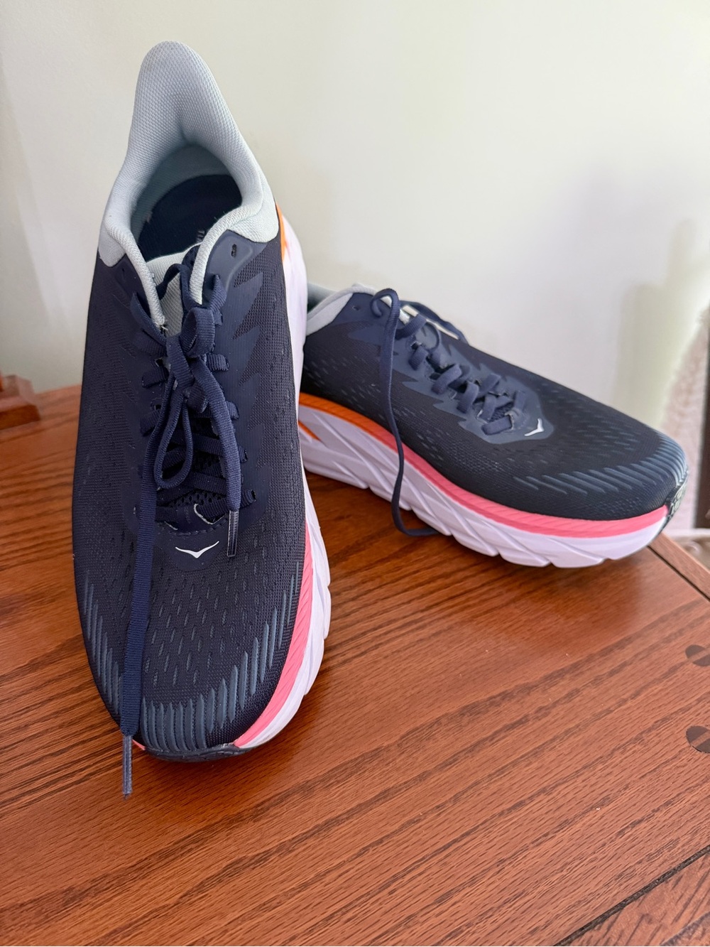 Hoka One One Women's Navy, Pink & White Athletic Running Shoes